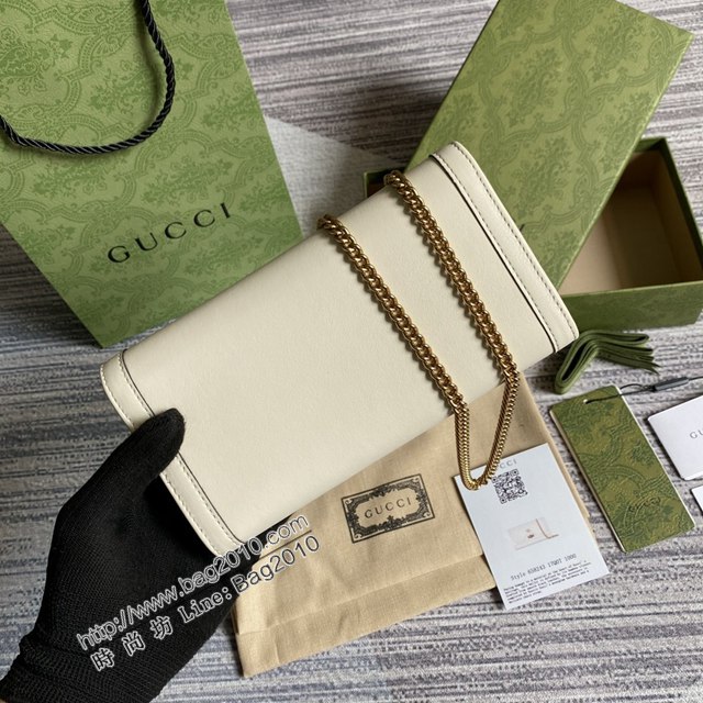 Gucci新款女包 古馳WOC白色全皮小挎包 竹節鎖扣 Gucci2021新款鏈條錢包 658243  ydg3028